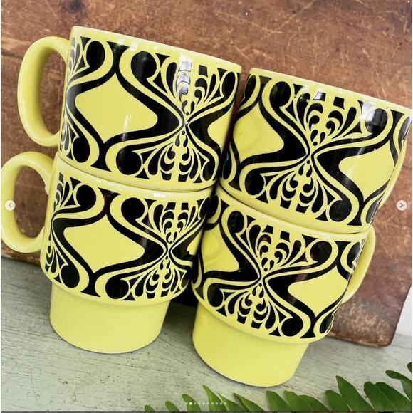 Vintage Royal Alma Staffordshire England Ironstone Stackable Mug MCM SET 4 - Picture 2 of 10